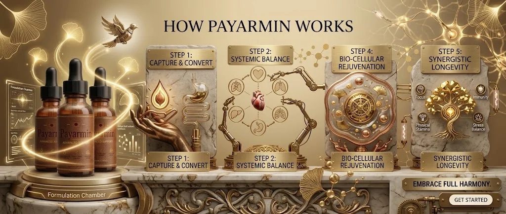 Payarmin's own illustration of how the formula is said to move from the stomach to whole-body balance